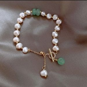 Classic Natural Stone Pearl Pendant Bracelet